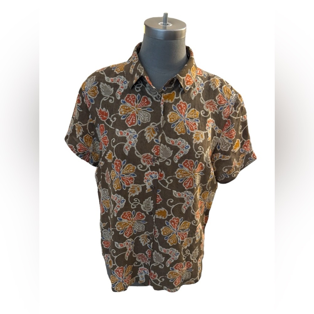 Rena Rowan Floral Silk Blouse Size 12